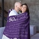 thumbnail image 2 of LHSHID 50th Birthday Gifts for Women Blanket Happy 50th Birthday Decorations Throw Blanket for Her Birthday Gifts for Wife Mom Men Cheers to 50 Years Gifts Purple 30"x40", 2 of 7