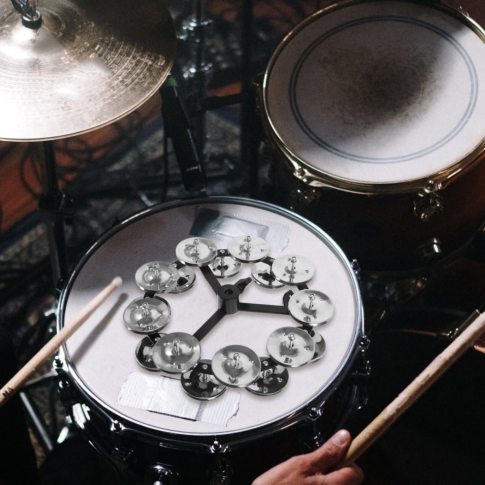 AURARMLET Metal -Hat Tambourine Drum Cymbal Accessory with Double Row Bells for Rhythm and Percussion
