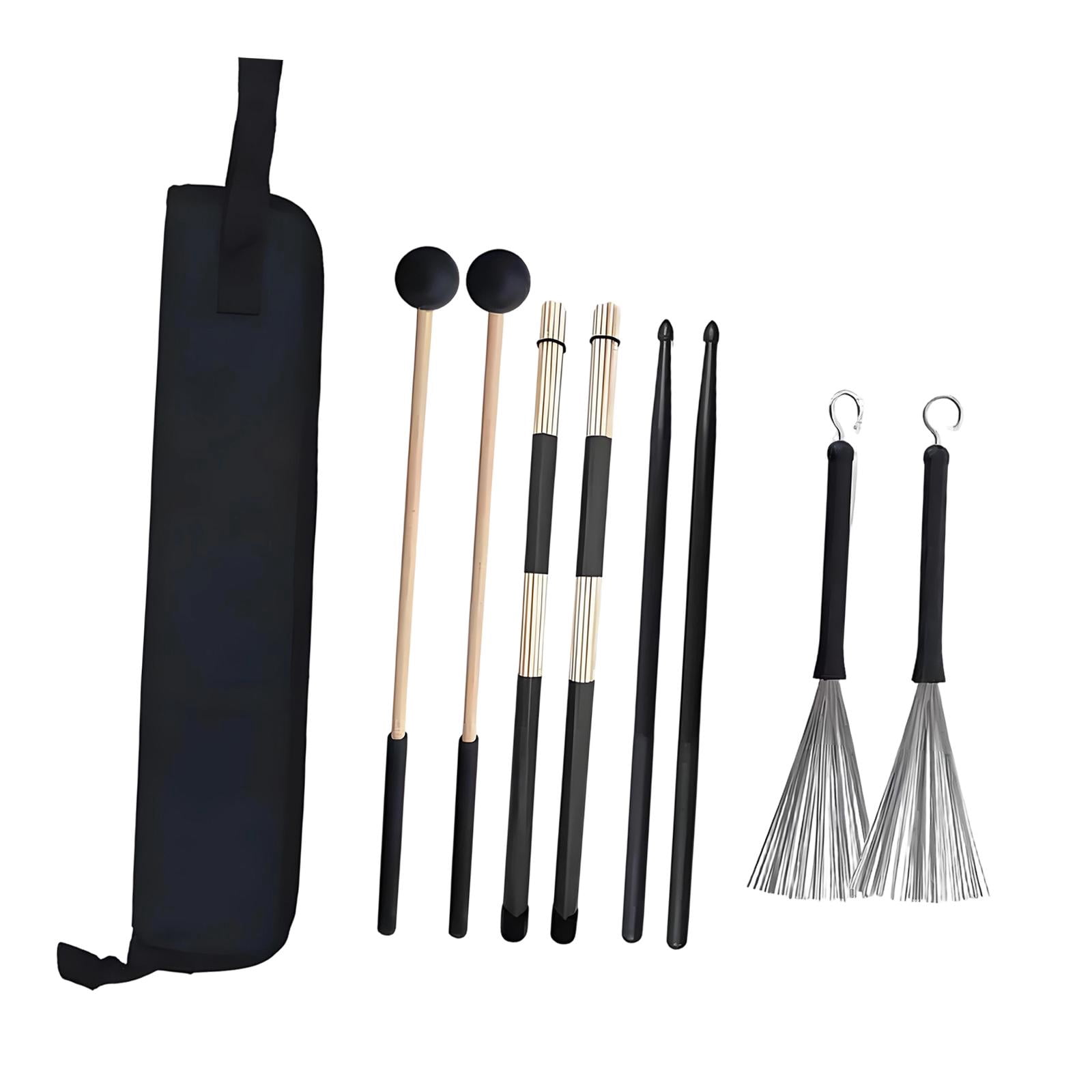 LeeQinersw Drum Sticks Set Brushes Stage Performance Ergonomic Non Slip Handles with Storage Bag Practice for Professional Musical Lover