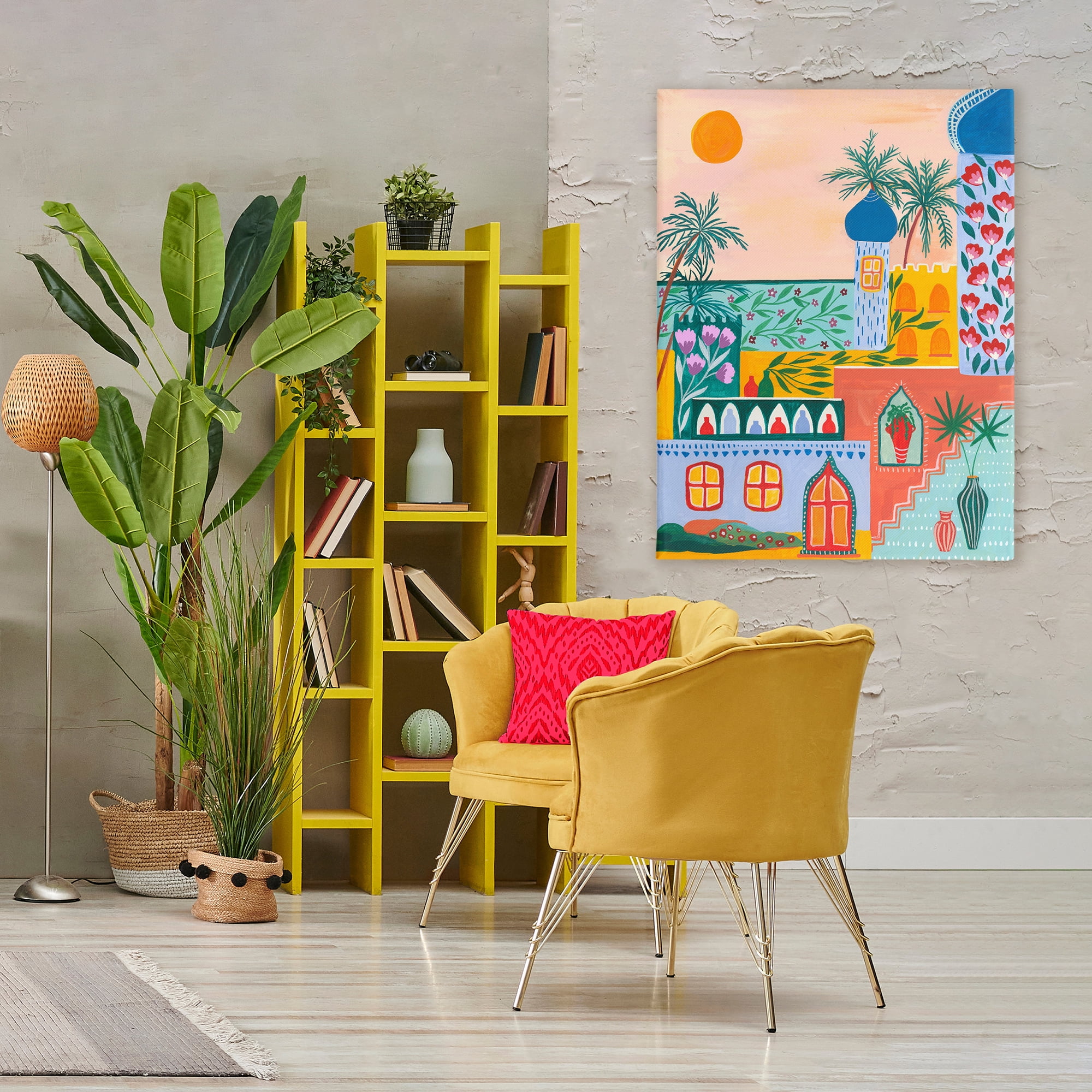 Egyptian City Architecture Canvas Wall Art, design by Nabeela Rumi