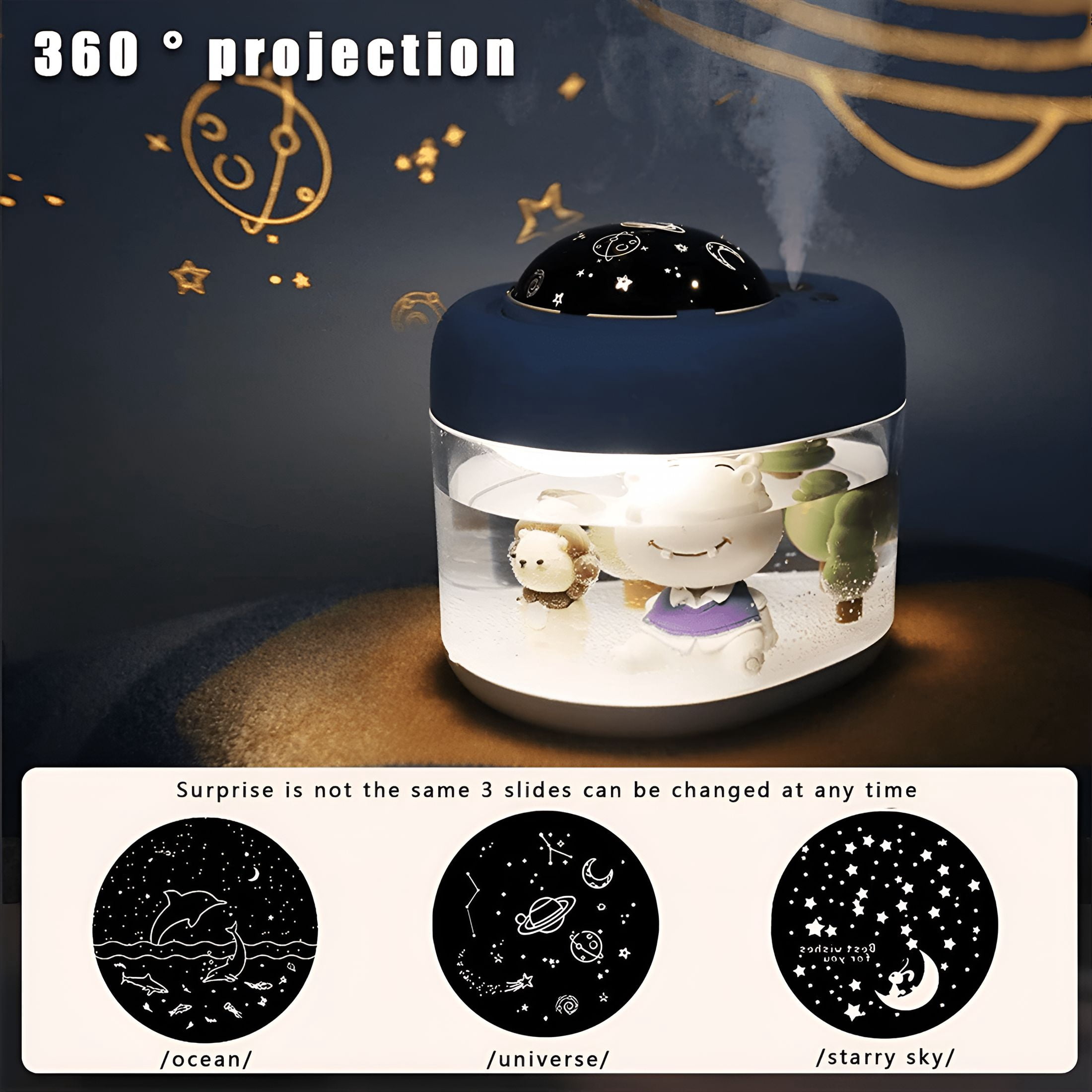 HIBIBUD 2026 New Baby Mist Humidifiers for Bedroom Quiet Baby Humidifier- Small Humidifiers for Home with Night Light & Star Projector for Kids for Nursery, Bedroom, Playroom, Travel
