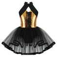 thumbnail image 1 of TiaoBug Kids Girls Halter Neck Sequin Leotard Ballet Mesh Tutu Dress Dancewear, 1 of 7