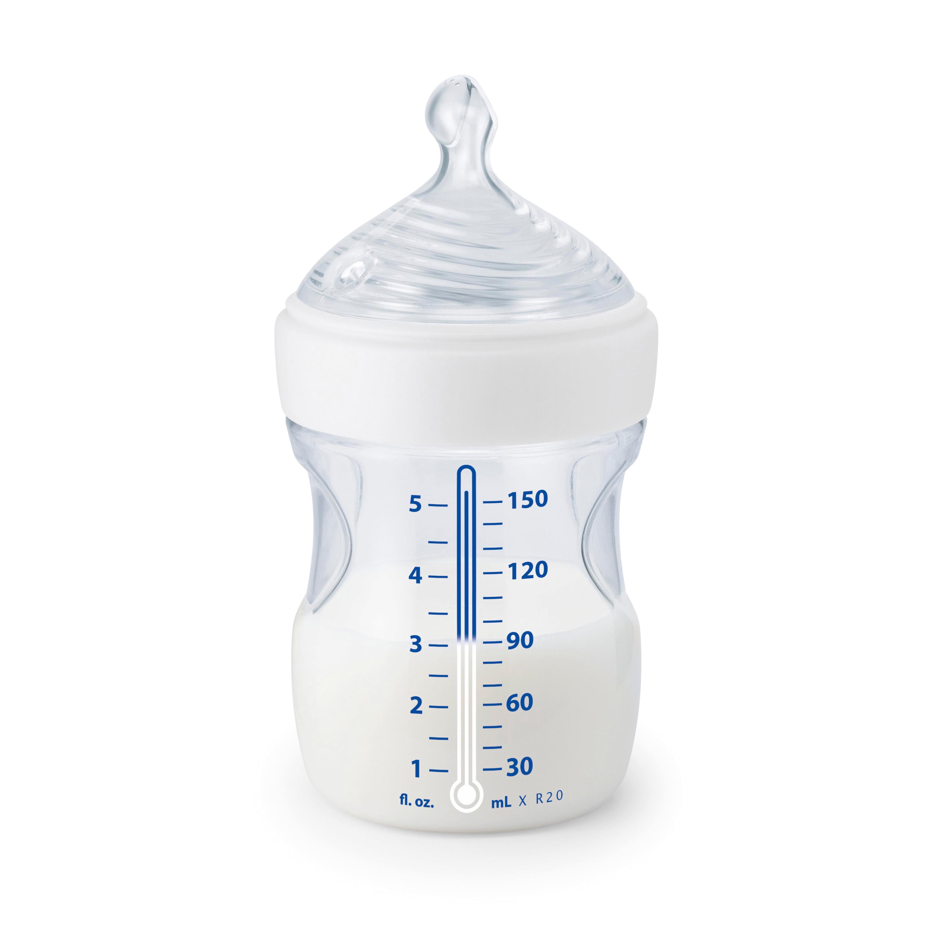 NUK Simply Natural Baby Bottle with SafeTemp, 5 Oz., 2-Pack, Pink Hearts