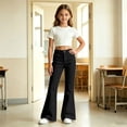 thumbnail image 7 of Ticikt Girls Solid Color Flared Pants, High Waist Double Pockets Stretch Bootcut Trousers Casual Kids Bell Bottom Daily Pants,Black, 7 of 7