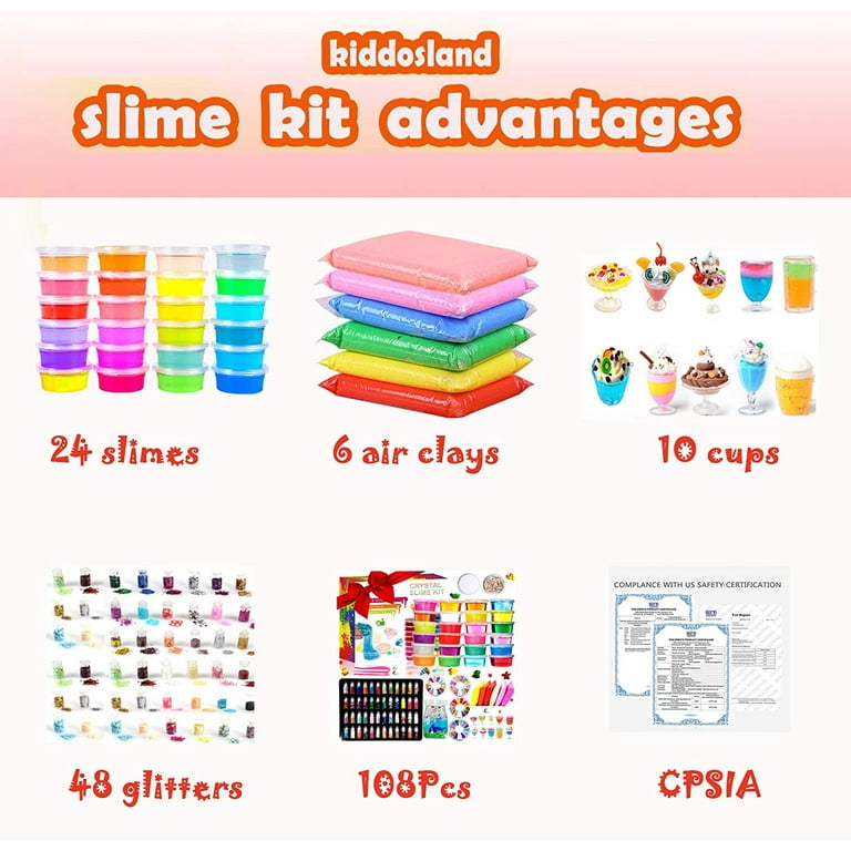 DIY Crystal Slime Kit – Slime kits for Girls Boys Toys with 48