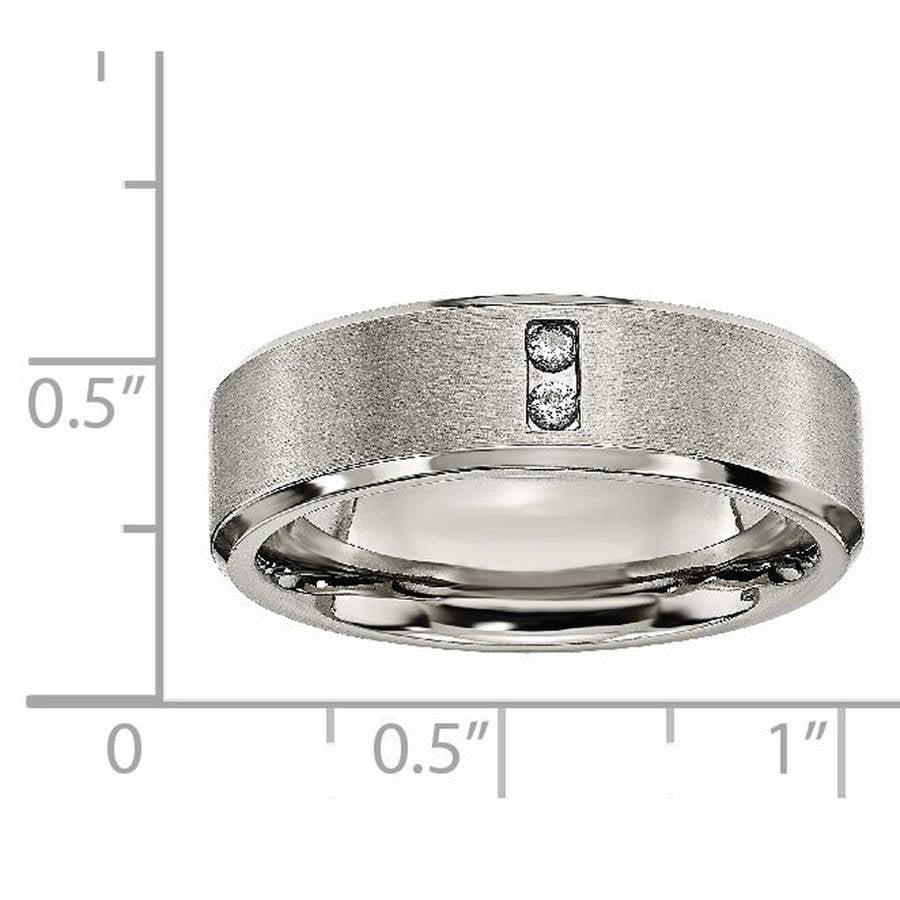 Ring Size Options JewelryWeb Titanium Brushed Engravable 7mm Chain Necklace Inlay Satin Band Ring 10.5 11 11.5 12 12.5 13