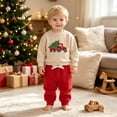 thumbnail image 6 of Toddler Baby Boy Fall Winter Clothes 6 12 18 24 Months 2T Crewneck Sweatshirt Long Sleeve Trucks Shirt and Pants Cute Boys Outfits, 6 of 7