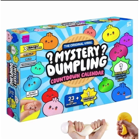 24PCS Dumpling Squishies Toys Mystery Advent Calendar Giant Glitter Dumpling Fidget Sensory Toys Squeeze Dough Ball Stress Relief Hand Toys with Food for Adult Crazy Gifts for Fun