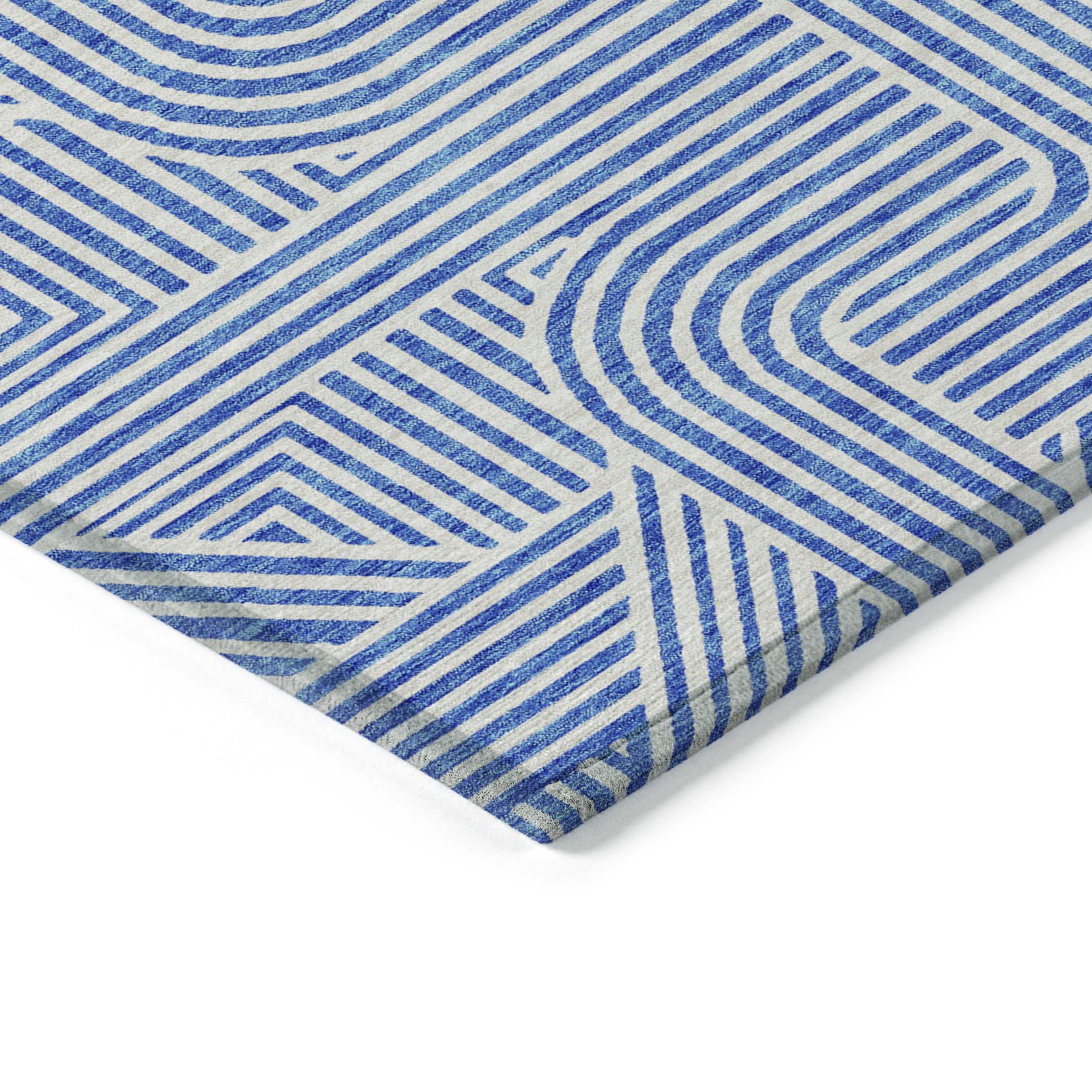 Addison Rugs Chantille Indoor/Outdoor Transitional Lines Blue Washable Rectangle Rug, 2'6" x 3'10"