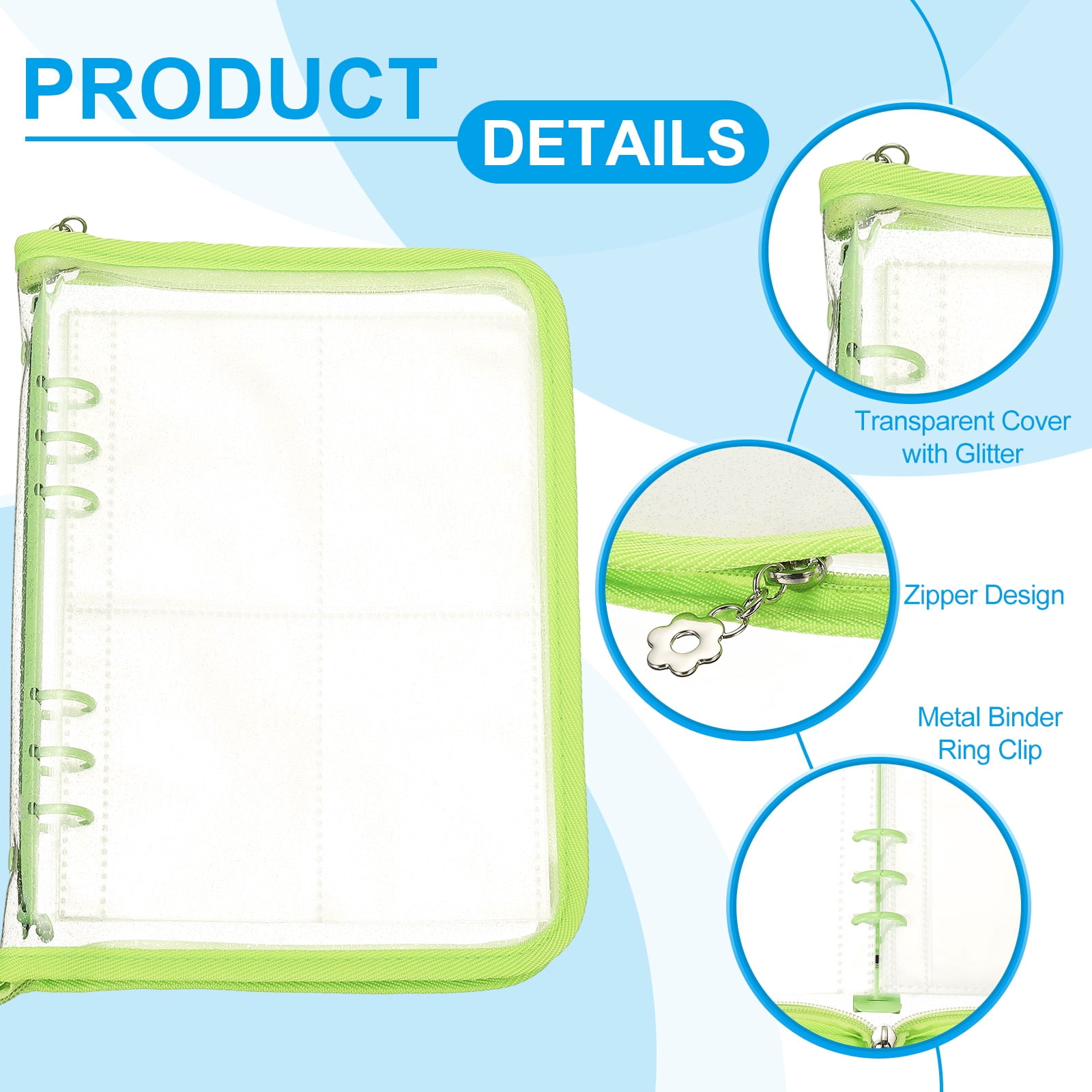 Uxcell Sticker Organizer Binder, Reusable A5 Album with 220 Pocket, Green
