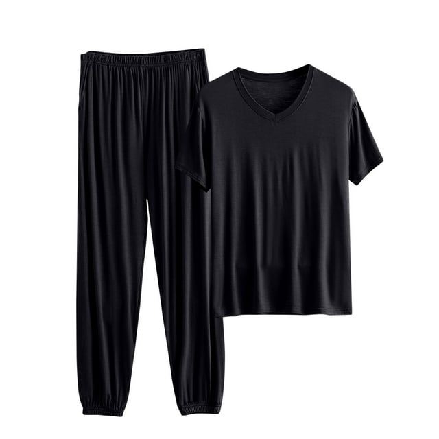 Timegard Ensembles de Pyjamas pour Femmes Grande Taille T-Shirt Ample à Manches Courtes Pantalon à Bas Resserré Tenues de Pjs Confortables Vêtements d'Intérieur