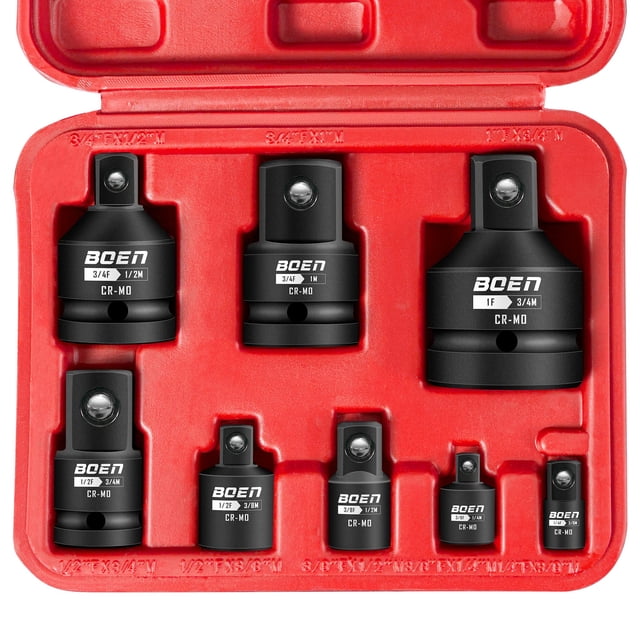 Boen BN53405-B Impact Socket Adapter Set 1/4" to 1" Drive With Case
