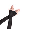 thumbnail image 3 of Bewildely 1 par de guantes sin dedos para niña, guantes de punto cómodos de estilo Simple, cubiertas de brazo para niñas, cubierta de mano para al Suministros térmicos Café negro Bewildely HA059148-12, 3 of 6