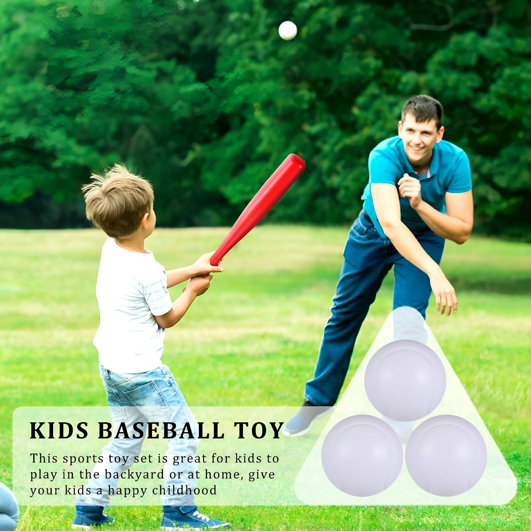 BESTSKY 6Pcs Kids Baseball Set Plastic Baseball Bat Toys with 3 Balls for Children Toddlers Outdoor Indoor Sport Game Playing