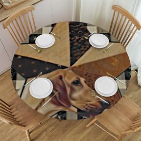 Elastic Edged Outdoor Round Tablecloth Western Texas Star and Primitive Berry Country Fitted Table Cover Oil-Proof Table Cloth