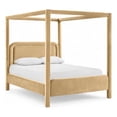 thumbnail image 1 of Bowery Hill Contemporary Camel Velvet Upholstered Queen Canopy Bed, 1 of 11