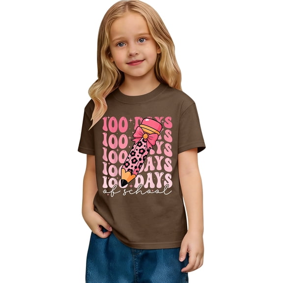 Shadoumai 100 Days of School Shirt for Girls: 100th Day Shirts Kids Toddler Kindergarten Shirt Happy 100 Day Celebration Tee Tops