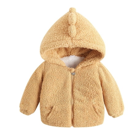 

Toddler Kids Baby Girls Boy Cute Zipper Thick Hooded Coat Warm Outwear Fall Winter Coat Outwear For 4-5 Years