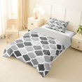 thumbnail image 2 of Castle Fairy Minimalist Geometric Quatrefoil Twin Comforter Sets 2pcs,Geometric Grid Motif Bedding Set,Black Gray White,Reversible,1 Comforter and 1 Pillowcase, 2 of 6