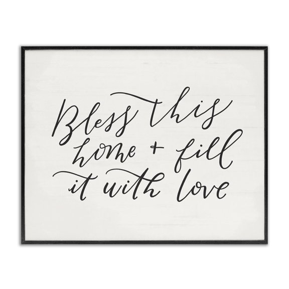 Stupell Industries Traditional Bless This Home Typography Black Framed Giclee Art, 14 x 11, by Loni Harris