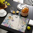 thumbnail image 3 of Watercolor Flowers Placemats Set of 4, Spring Floral Butterflies Botanical Beige Placemats for Dining Table, Place Mats for Kitchen Tabletop, Waterproof Wipeable Dining Table Mats Set, 3 of 9