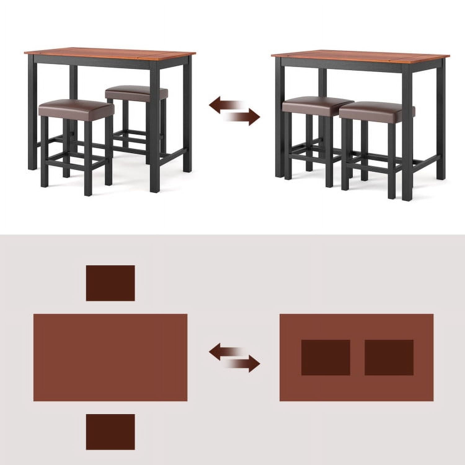 Finihen Dining Set, Dining Table Set, 3 Piece Set Pub Dining Table with Stools, for Home, Restaurant, Brown Finihen Dining Set, Dining Table Set, 3 Piece Set Pub Dining Table with Stools, for Home, Restaurant, Brown