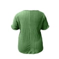 thumbnail image 4 of Womens Shirts Dressy Casual Solid Plus Size Half Zip T Shirts Summer Short Sleeve Slim Fit Causal Top Lightweight Breathable Office Shirts for Women Light Green XXXL, 4 of 5