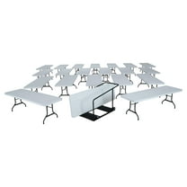 Lifetime 8 ft. Folding Tables, White, Set of 22 with Cart, Indoor/Outdoor, Commercial Grade, (80135)