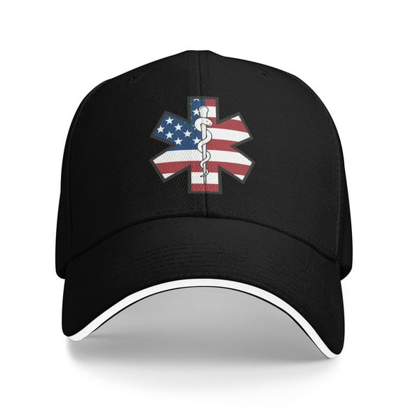 American Star Of Life Usa Flag Unisex Adult Baseball Caps Adjustable Casquette Dad Hat Sandwich Cap Outdoors Headwear