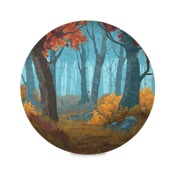 Round Placemat Heat Resistant & Wrinkle-Free Dining Table Decor Placemat For Home & Weddings Autumn Forest
