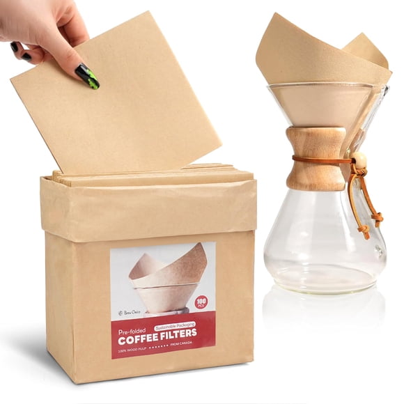 Filtros de café Brew Choice, cono predoblado sin blanquear de 100 unidades