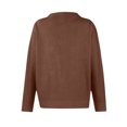 thumbnail image 7 of Women's Sweater Cute Fun Printing Sweater Fall And Winter Long Sleeve Knitted Sweater for Fall Winter Solid Color Basics,Coffee,2XL, 7 of 7