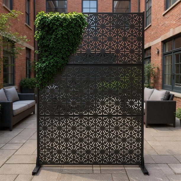 Yeshouse Biombo de acero galvanizado de alta resistencia, panel de cerca de 183 x 119 cm, divisor decorativo resistente a la intemperie y enrejado para plantas, ideal para patio y jardín