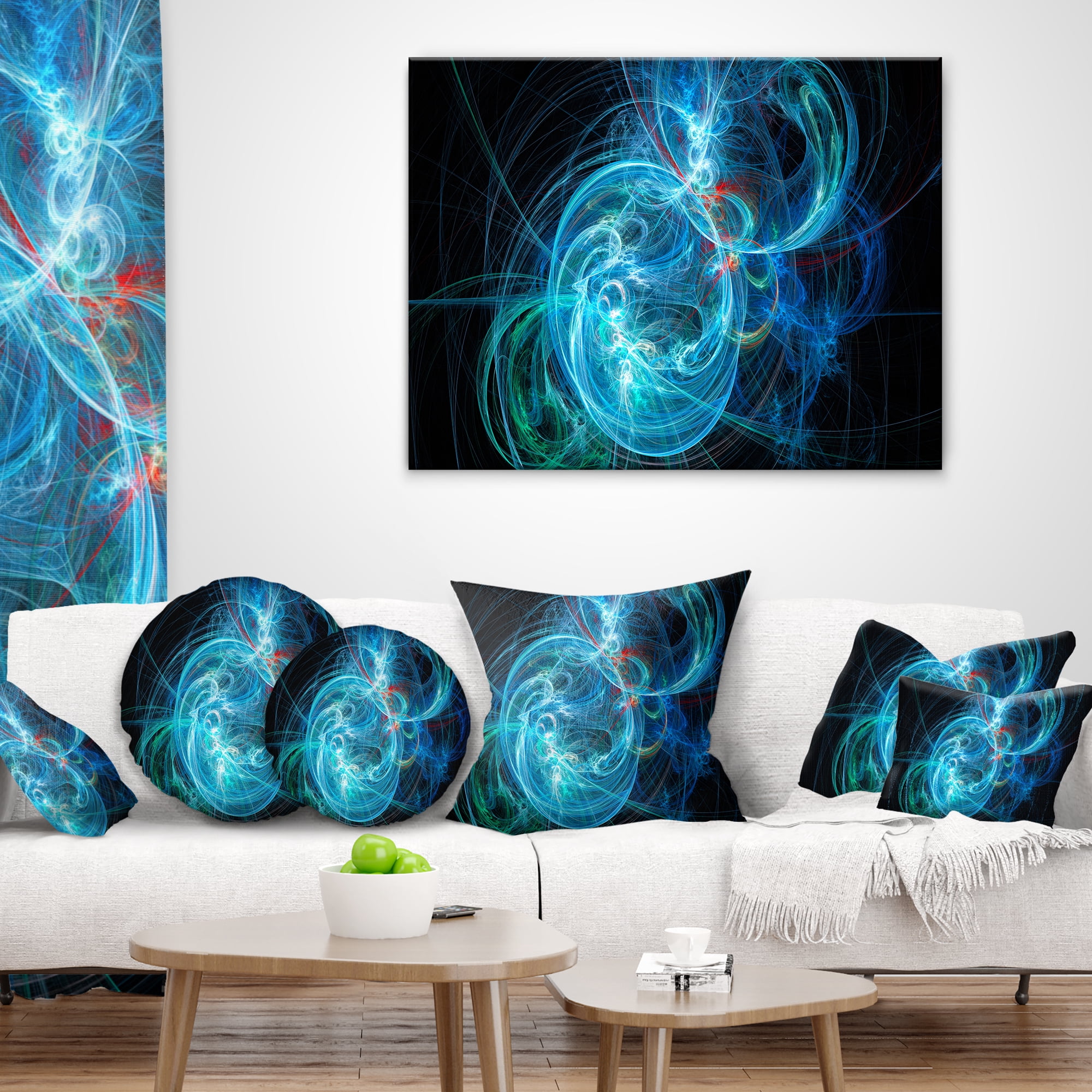 Designart Blue Ball of Yarn - Abstract Throw Pillow - 12x20