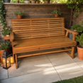 thumbnail image 2 of Innovaze Wooden Glider Bench with Cup Holders for 3-Person, 800 lbs Capacity, All-Weather Resistant for Outdoor Patio Porch Garden,, 2 of 12