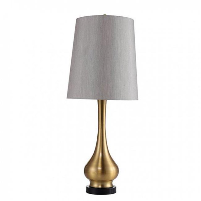 Benzara BM131738 LIA Contemporary Table Lamp, Gold Base with White Shade