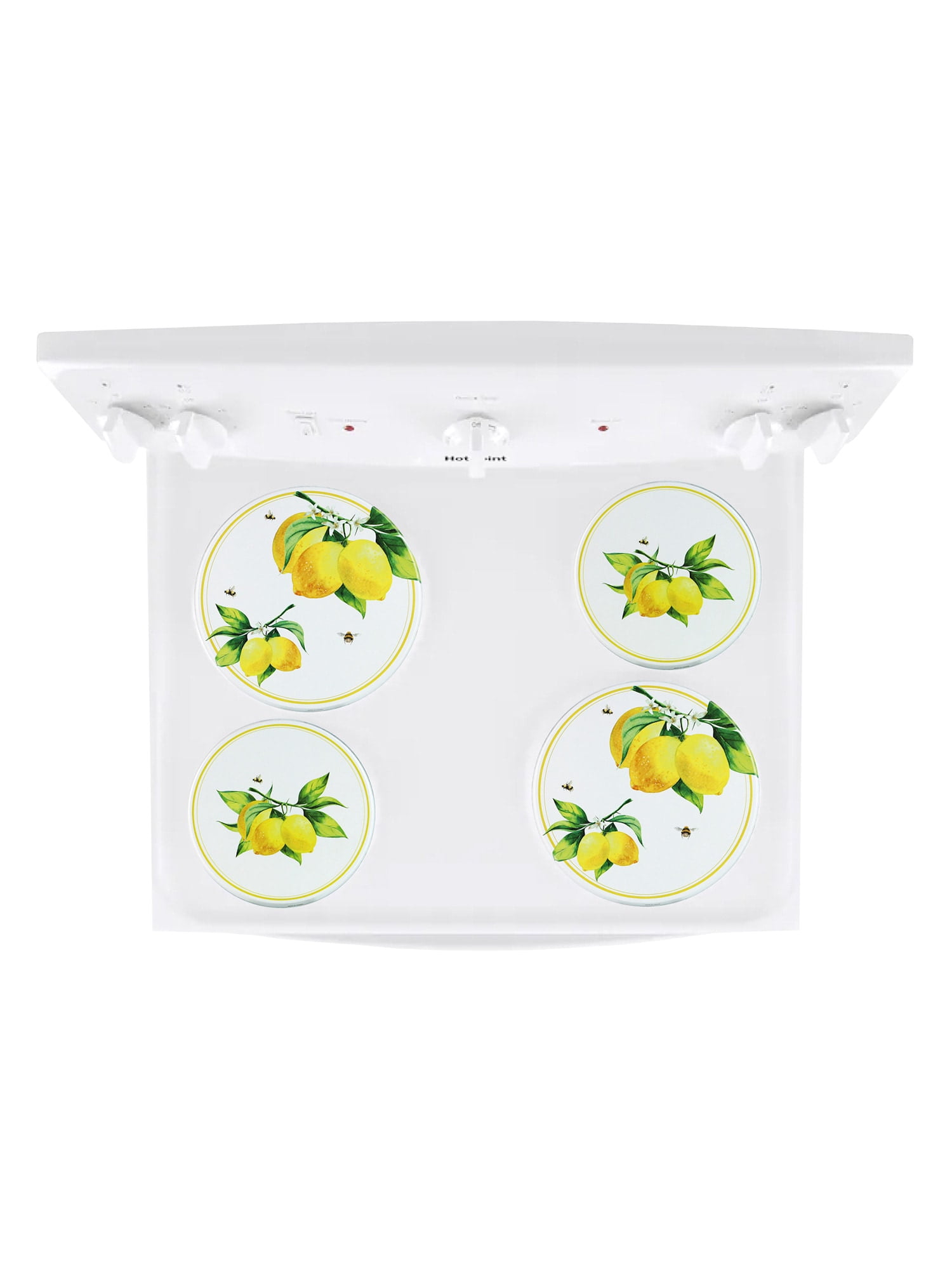Round Electric Stovetop Burner Cover Set of 4, Fresh Lemons