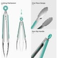 thumbnail image 5 of 18/8 Stainless Steel Kitchen Tongs: U-Taste 7+9+12 inch Heat Resistant Cooking Tong with Sturdy Metal Tips & Non Slip Silicone Handle & Smooth Locking for Serving BBQ (Set of 3, Aqua Sky), 5 of 10