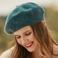 thumbnail image 4 of Wool Sequins Knitted Beret Hat French Style Beanie Hats Fashion Ladies Beret Caps for Women Girls Lady, 4 of 7