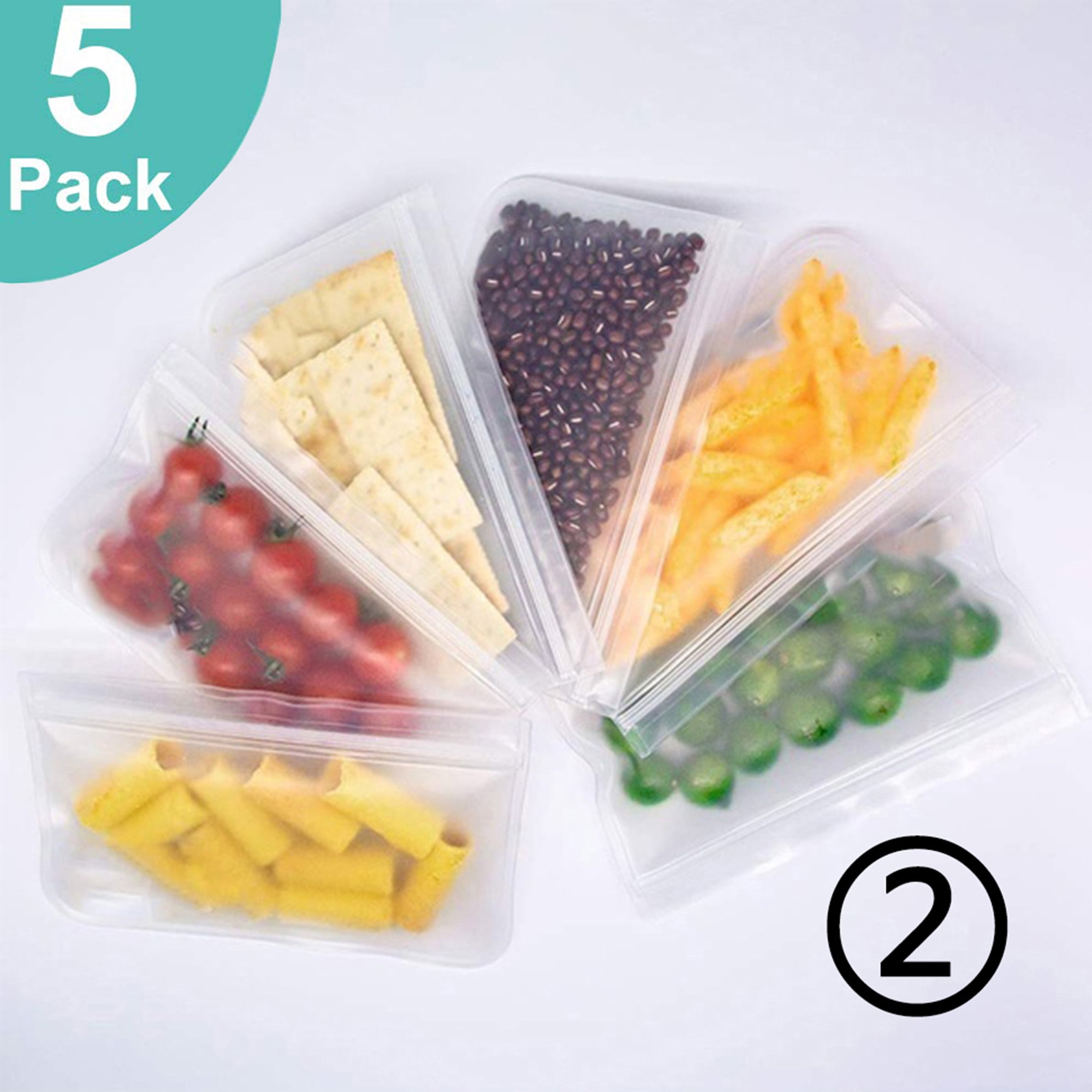 SAYFUT 5 Pack Reusable/ Washable Sandwich Bags Extra Thick PEVA Lunch
