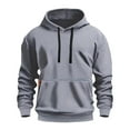 thumbnail image 6 of Mens Hoodies Pullover 2025 Fall Winter Long Sleeve Slim Fit Plain Hoodie with Pockets Hooded Sweatshirt, 6 of 8