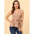 thumbnail image 3 of Allegra K Top peplum envolvente con dobladillo asimétrico en la cintura con cuello en V sin mangas para mujerCaqui XL, 3 of 5