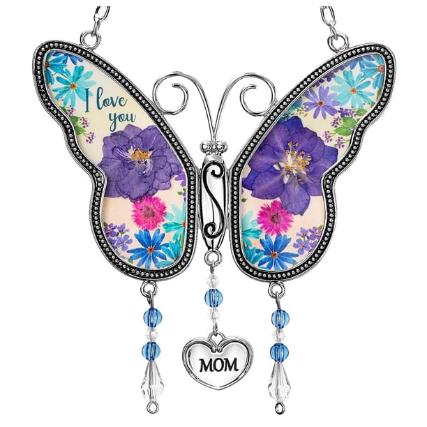 Clearance!Decoración de ventana de mariposa con diamantes de imitación, carillón de viento, adorno colgante para casa de jardín, regalos brillantes para cumpleaños de mamá e hija