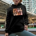 thumbnail image 2 of Distressed Fall Vibes, Retro Groovy Wavy Text Art, Black Hooded Sweatshirt or Hoodie, XL, 2 of 5