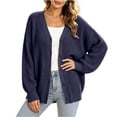 thumbnail image 3 of Meichang Oversized Cardigan Sweaters for Women Open Front Long Sleeve Chunky Cardigan Knit Sweater Fall Winter Soft Button Down Cardigans Dark Blue XXL, 3 of 9