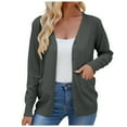 thumbnail image 2 of Cardigan Sweaters for Women 2025 Long Sleeve V Neck Button Down Knit Plain Cardigan Sweater Blouse Outerwear, 2 of 7