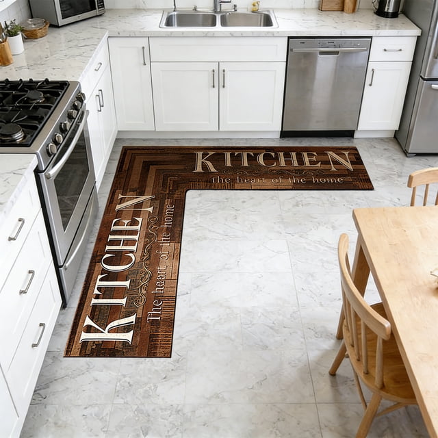 YoGold L Shaped Kitchen Mat, Non Slip Absorbent Silica Gel Rug, Waterproof Flooring Protector for Dining Area, Bathroom Corner, Entryway Home Decor