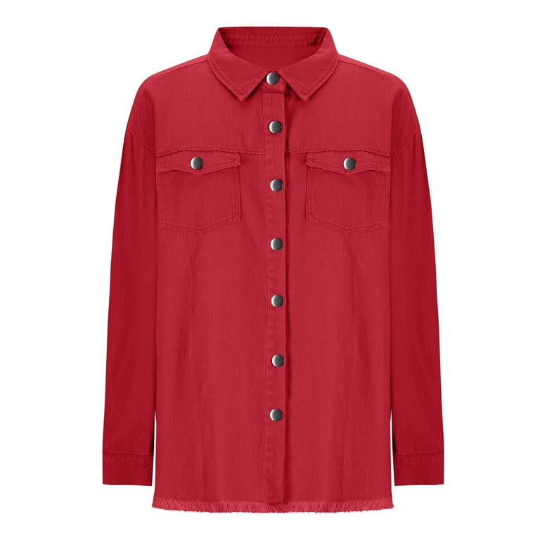 Ayolanni Denim Womens Winter Coats Burgundy Solid Long Sleeve Jackets  Heated Womens Jacket XL - Walmart.com