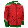 thumbnail image 5 of Watermelon Red And Bright Baseball Jersey Fashion Ribbed Sleeve Man Women's Jacket Motion Tops XXS-6XL, 5 of 7