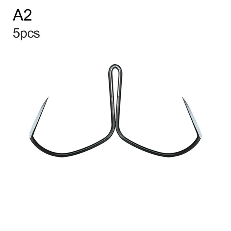 5Pcs Grinding Non-Barb Sickle-Shaped Sharpened Hooks Fishhooks Ice Fishing  Tools, Double Hook High Carbon Steel Small Fly Tying Fishing Hooks Open  Shank Double Frog Hook 
